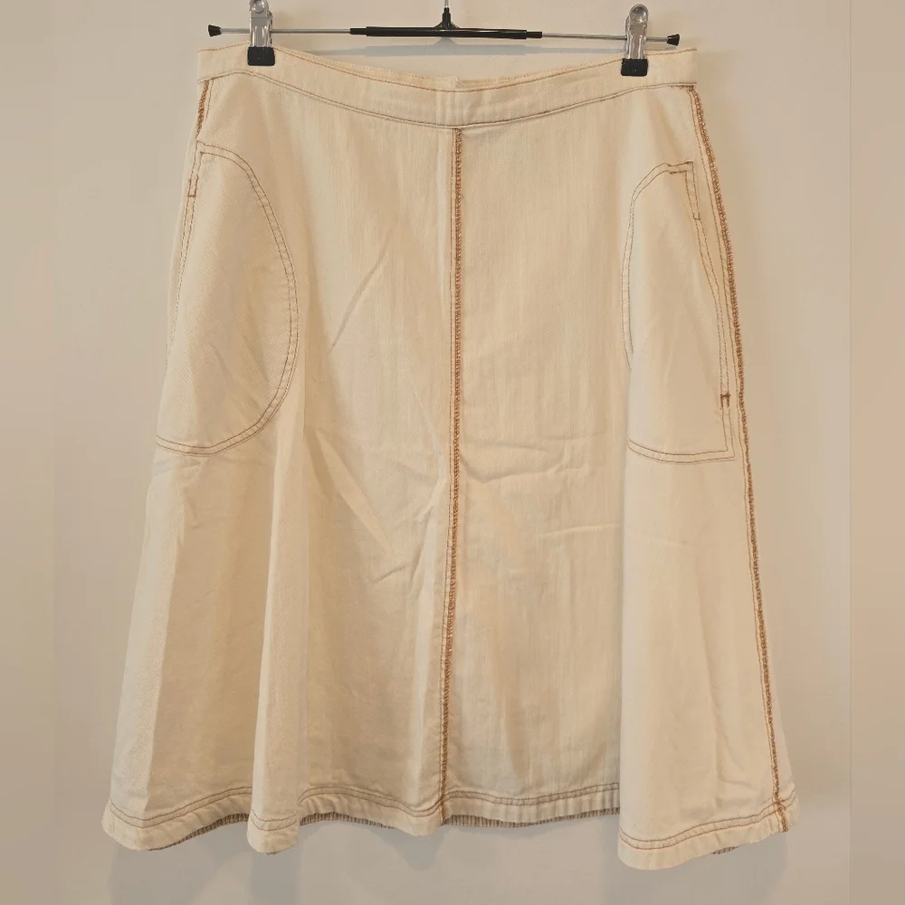 Anthropologie Cream A-Line Skirt Size 16 Nwot. - Picture 4 of 9